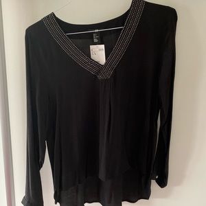 Black blouse with silver beading